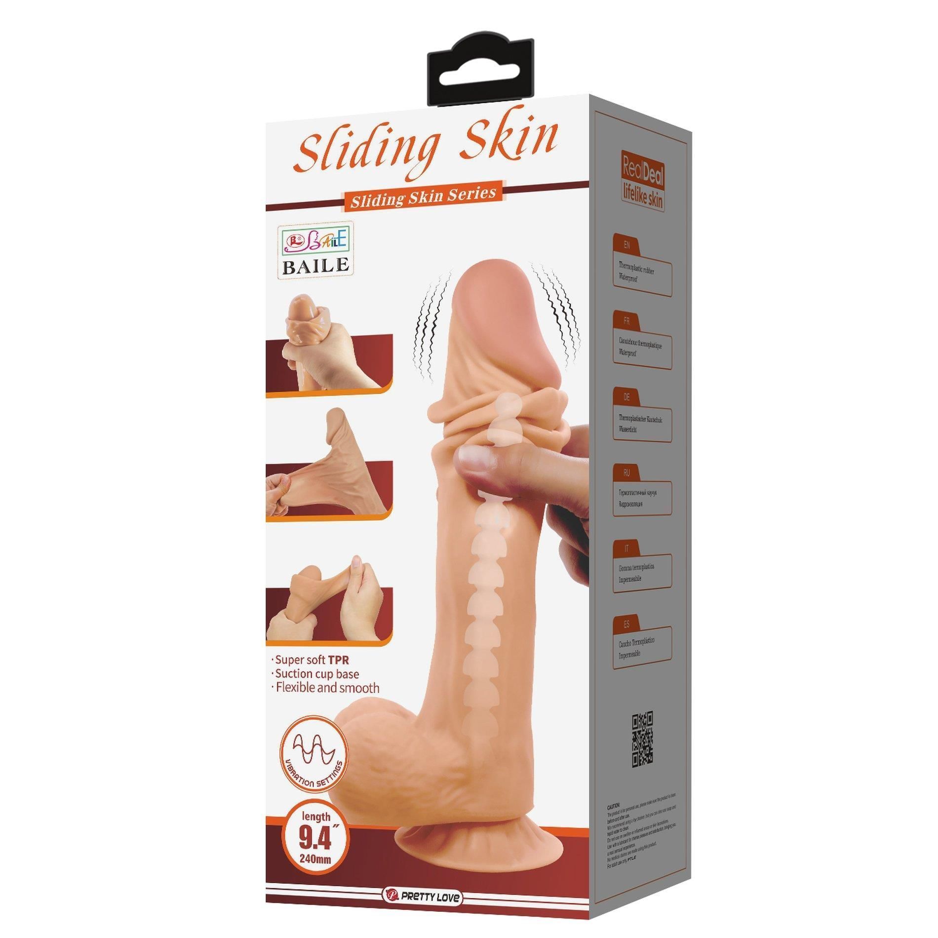Вибратор Baile Sliding Skin Sadik 9,4'', 24 см (телесный)