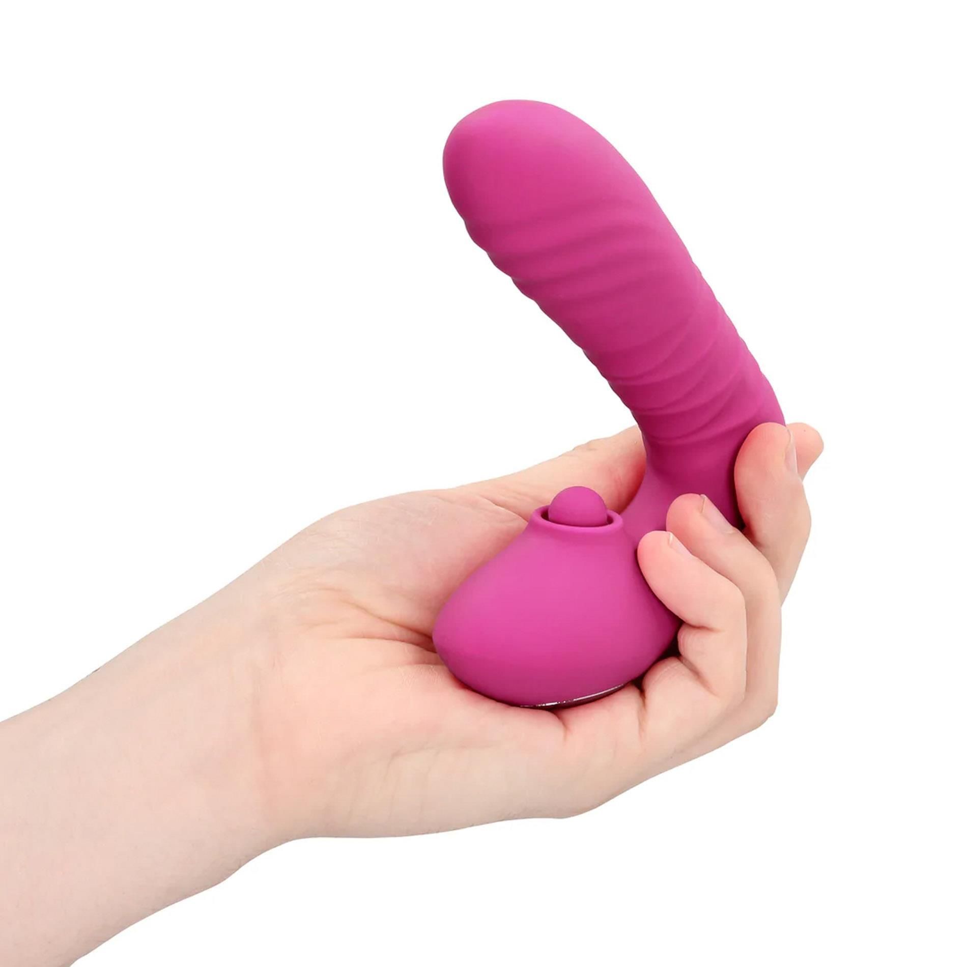 Вибратор Loveline Thrusting and Tapping, 15.6 см (розовый)