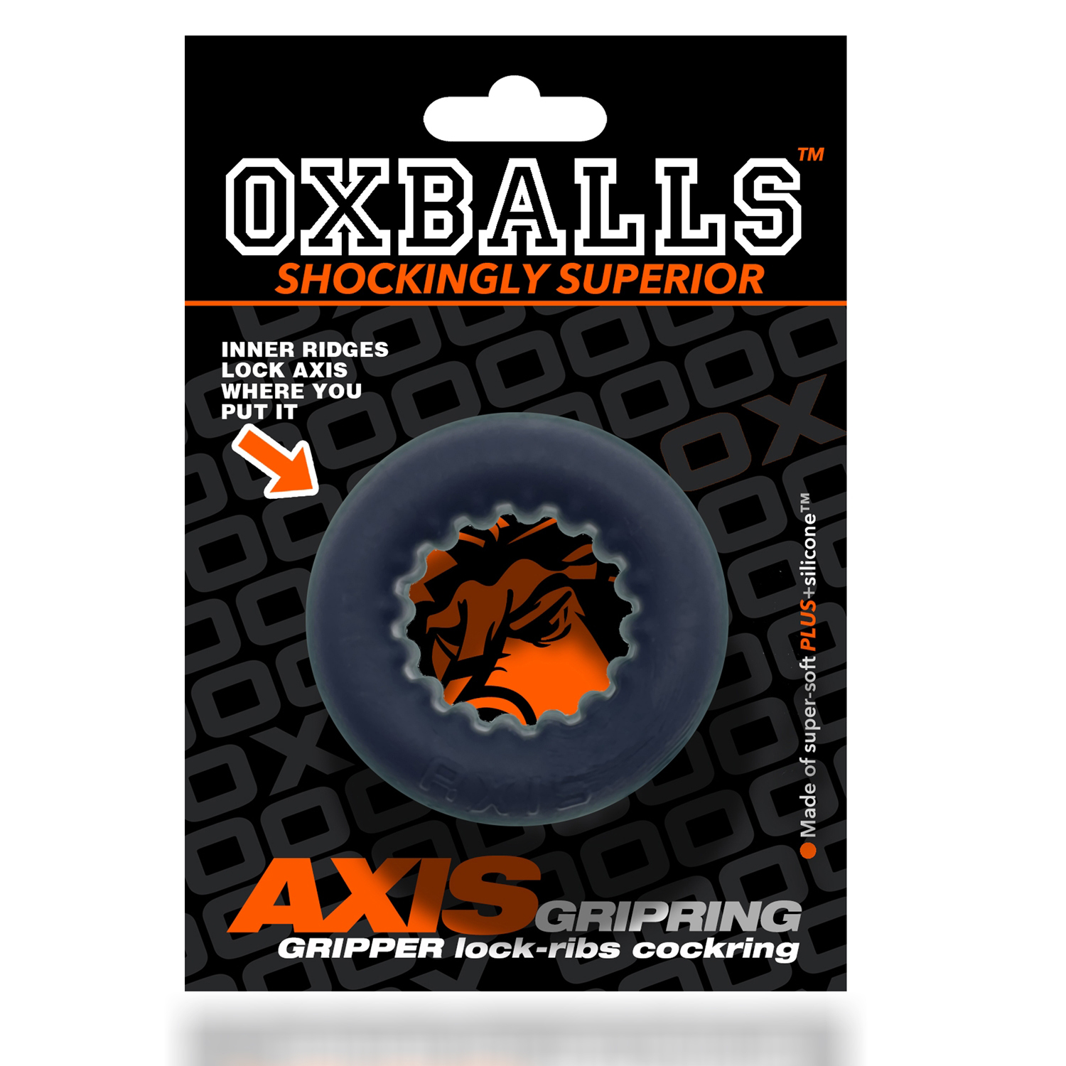 Эрекционное кольцо Oxballs Axis Rib Griphold, 5 см (черный)