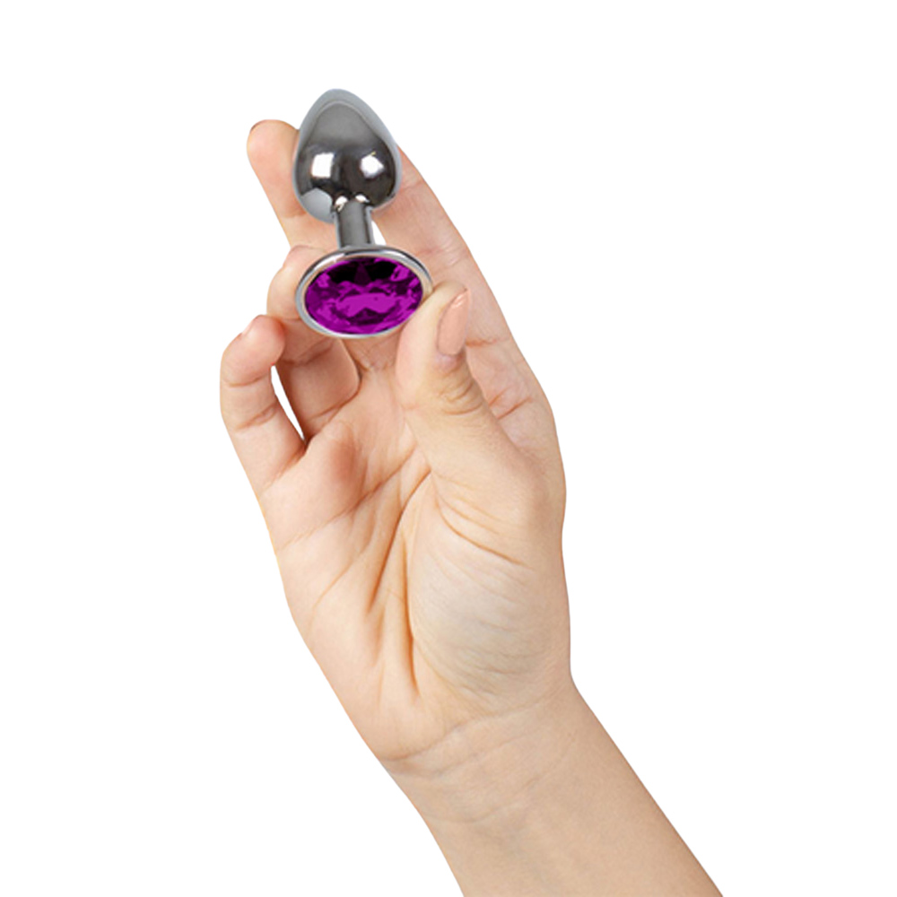Korek analny z kryształkiem Secret Play S, 7,5 cm (fioletowy)