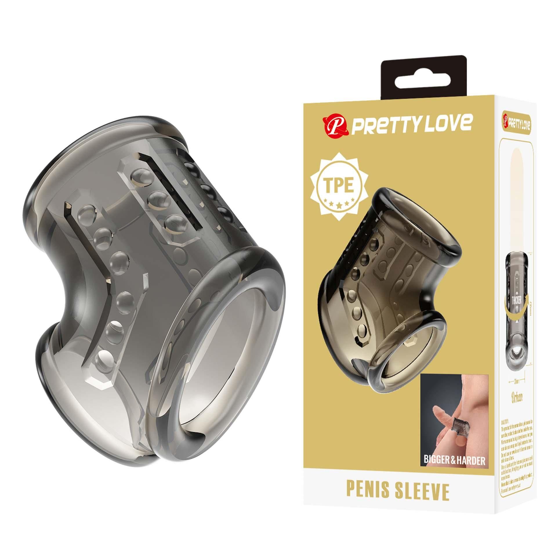 Насадка на пенис Pretty Love Penis Sleeve Smoke, 7.2 см (серый)