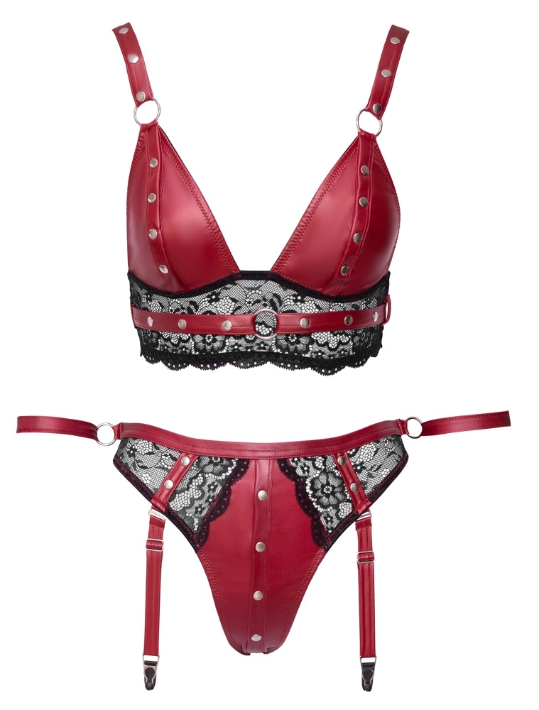 Комплект Cottelli Bra Set Bondage, L (красный)
