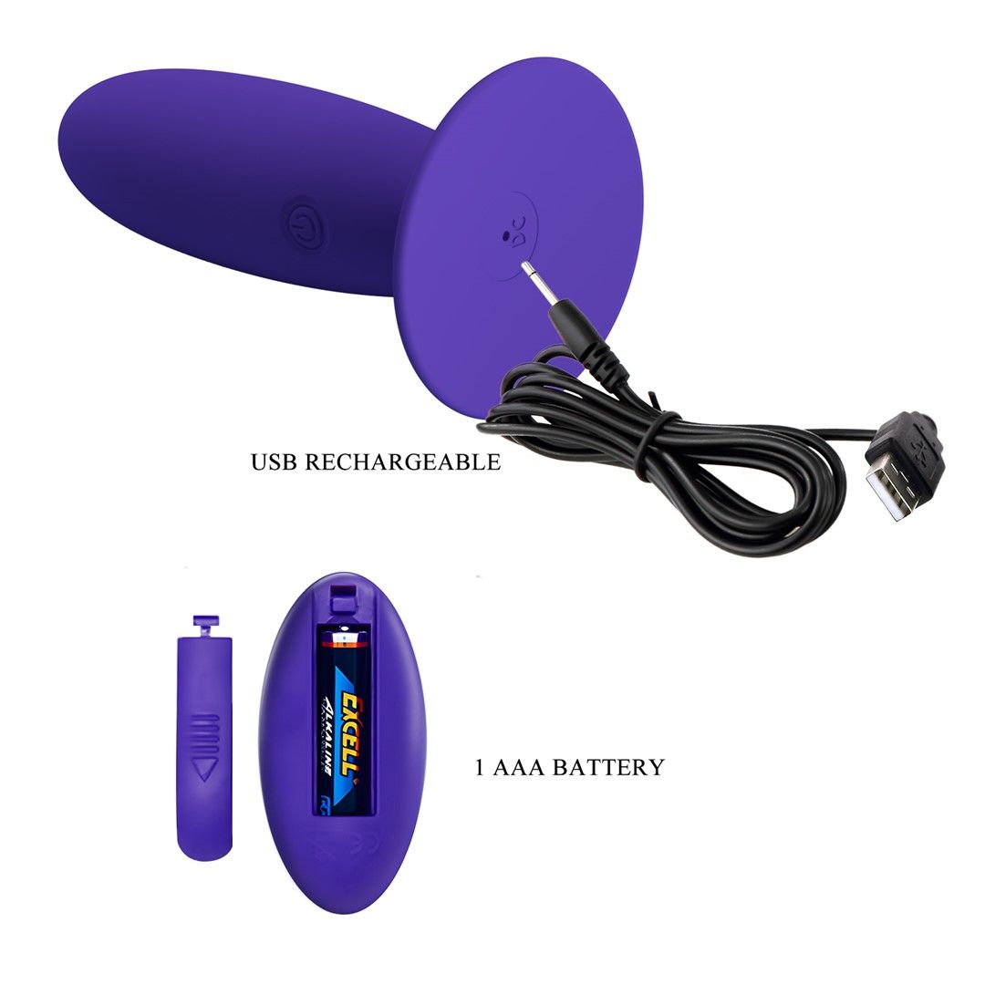 Korek analny Pretty Love Remote Control Vibrating Plug Youth, 11 cm (fioletowy)