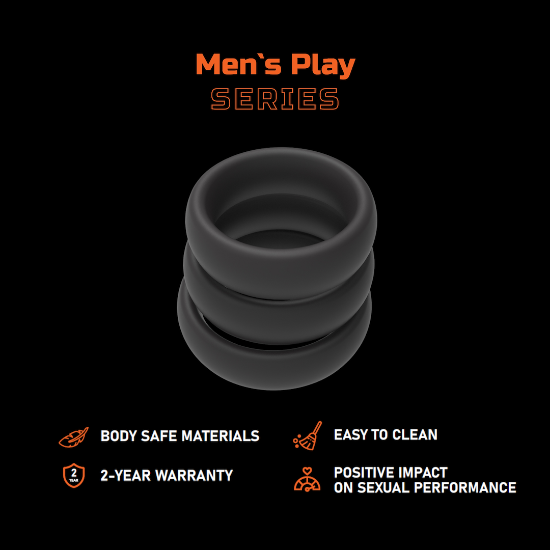 Набор эрекционных колец Erospace Men’s Play B9, 3 шт (черный)
