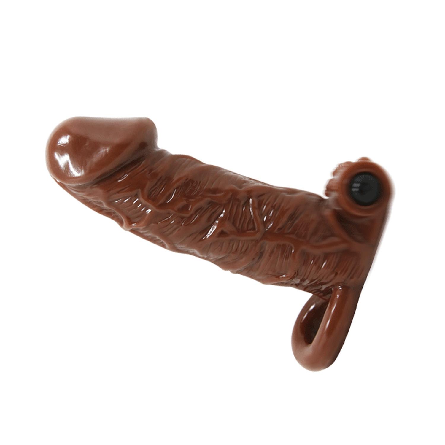 Насадка на пенис Brave Man Vibrating Penis Sleeve Flesh, 15 см (коричневый)