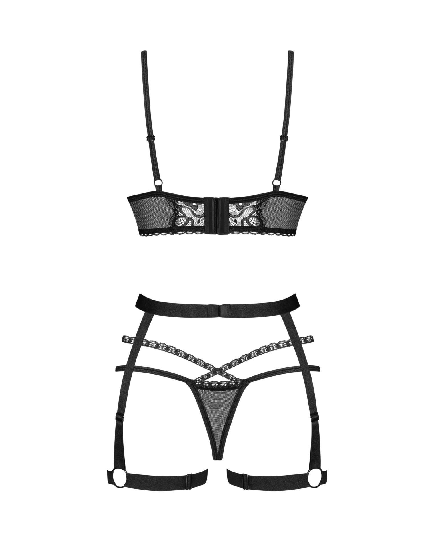 Комплект эротического белья Obsessive Blomentis, XL/2XL (черный)