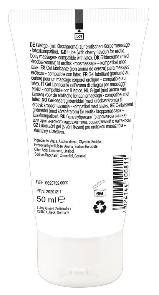Массажный гель-лубрикант на водной основе Lick It! вишня, 50 мл