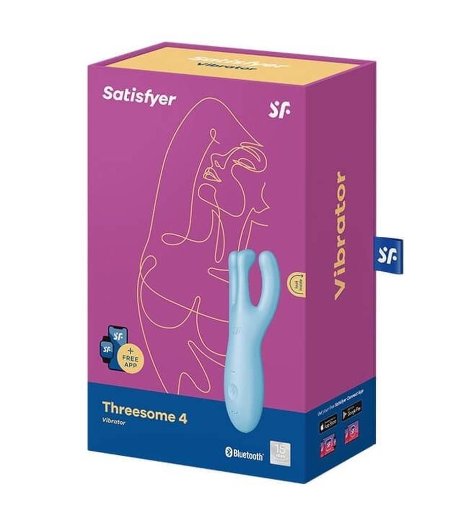 Вибратор для клитора Satisfyer Threesome 4, 14 см (голубой)