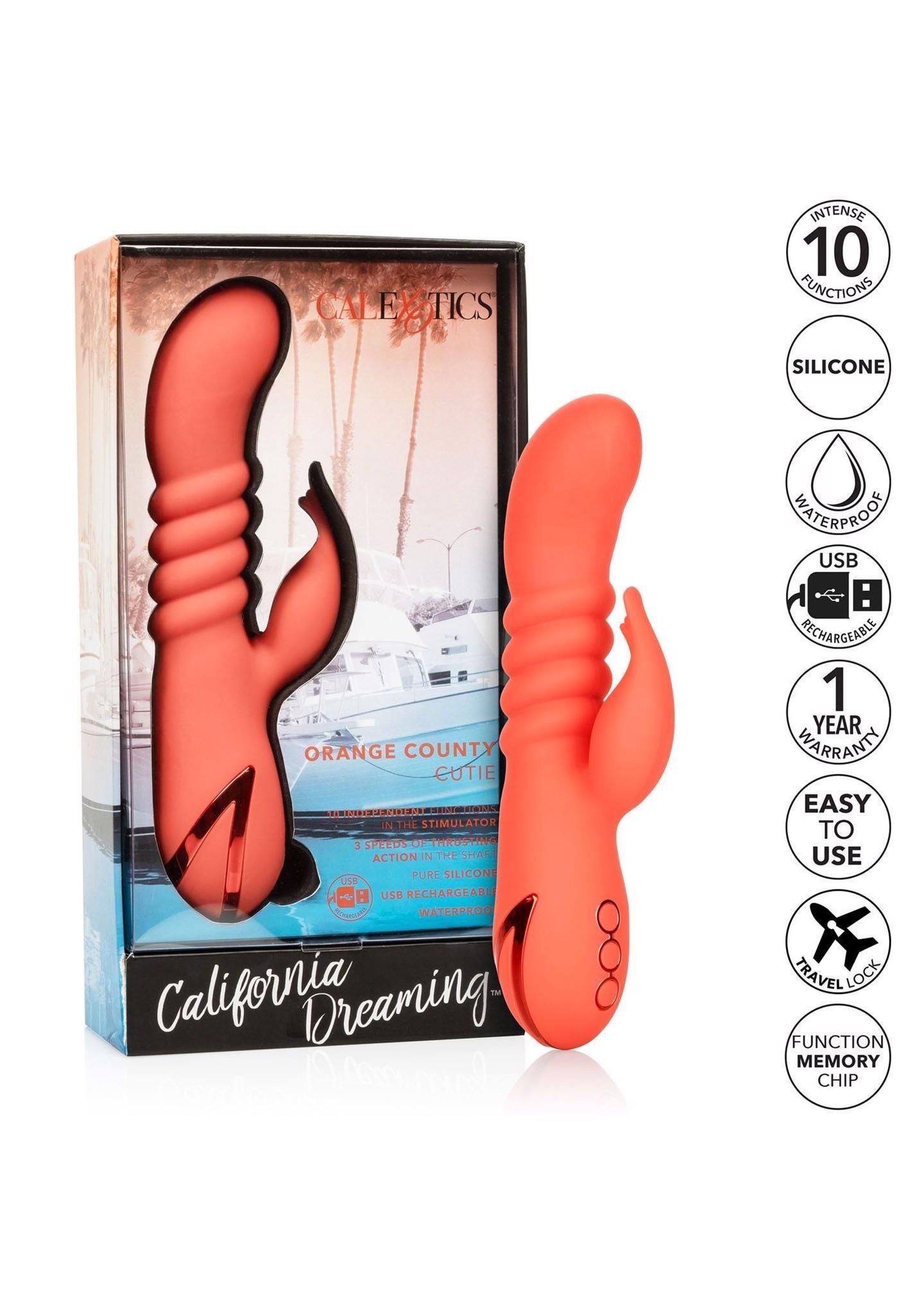 Вібратор-кролик CalExotics Orange County Cutie, 21 см (помаранчевий)