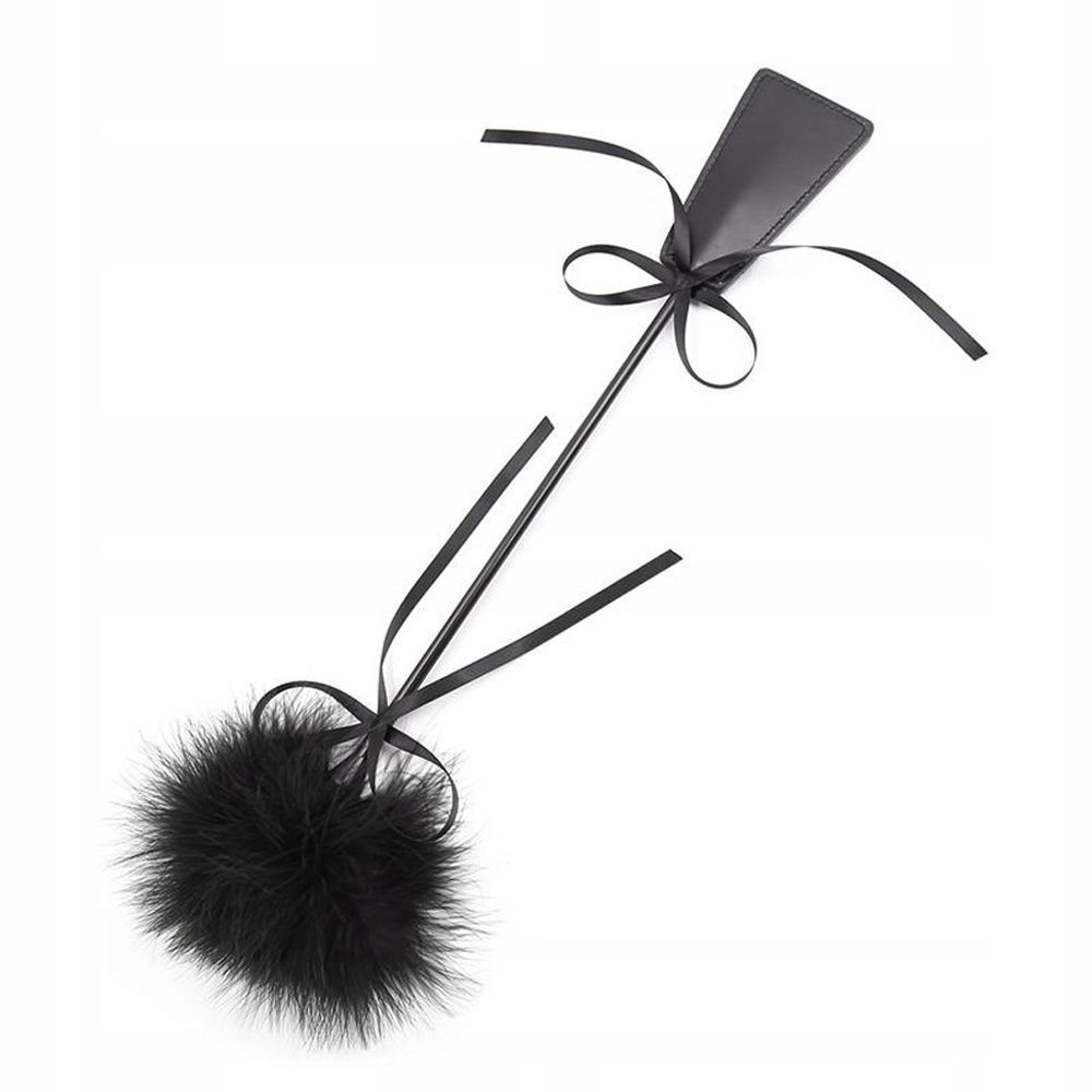 FETISH ADDICT Feather Tickler and Paddle - Szpicruta, Czarny, 45 cm