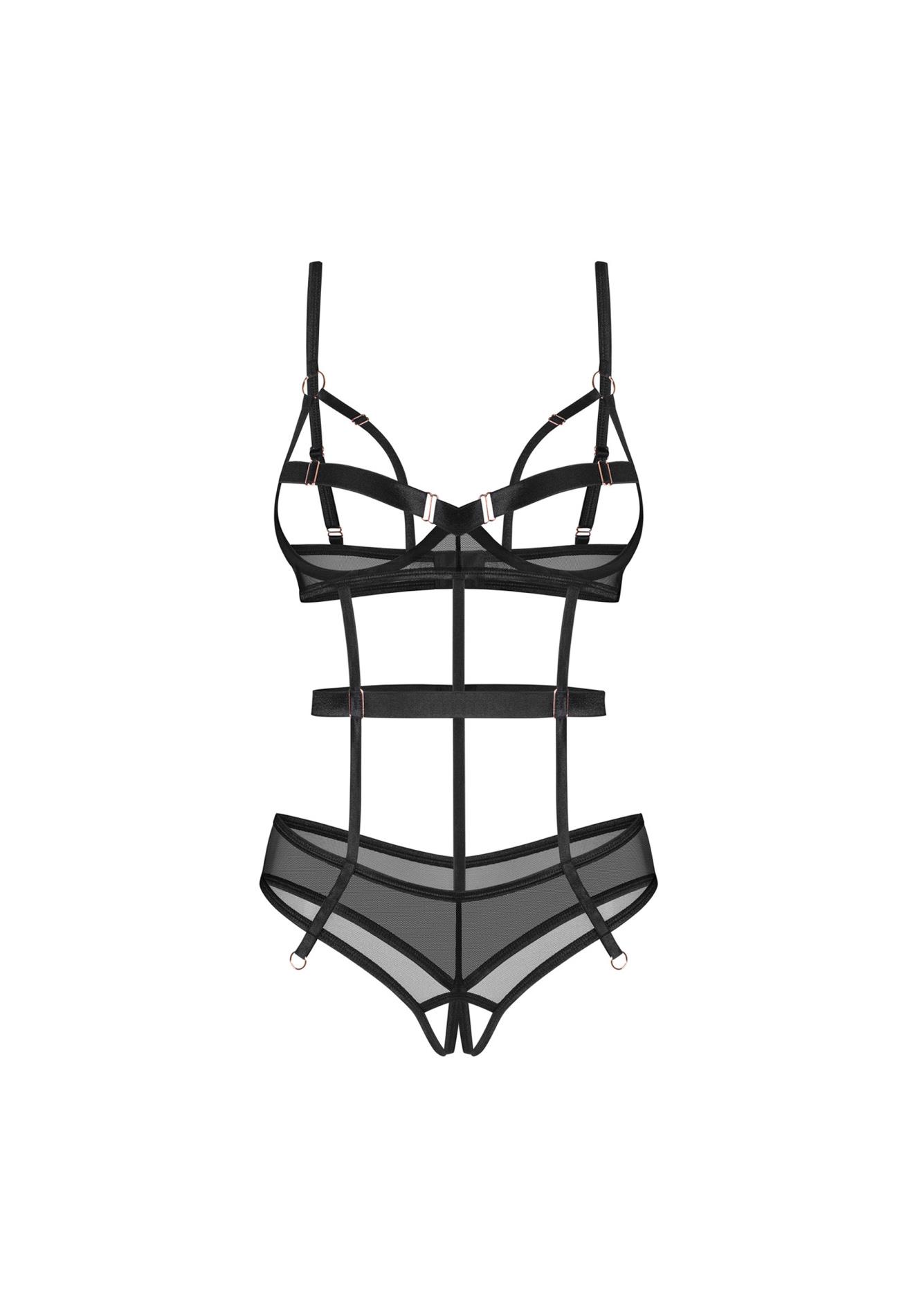 Боди Obsessive Euridia otwarte, M/L (черный)