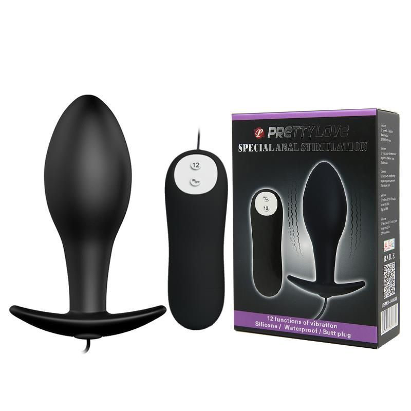 Korek analny Pretty Love Vibrating Butt, 7,5 cm (czarny)