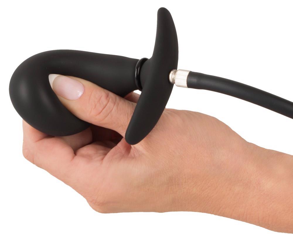 Korek analny Inflatable Plug, 8 cm (czarny