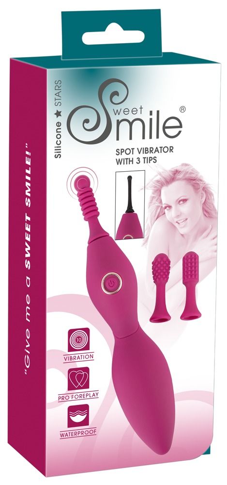 Клиторальный вибратор Sweet Smile Spot Vibrator With 3 Tips, 17,9 см (розовый)