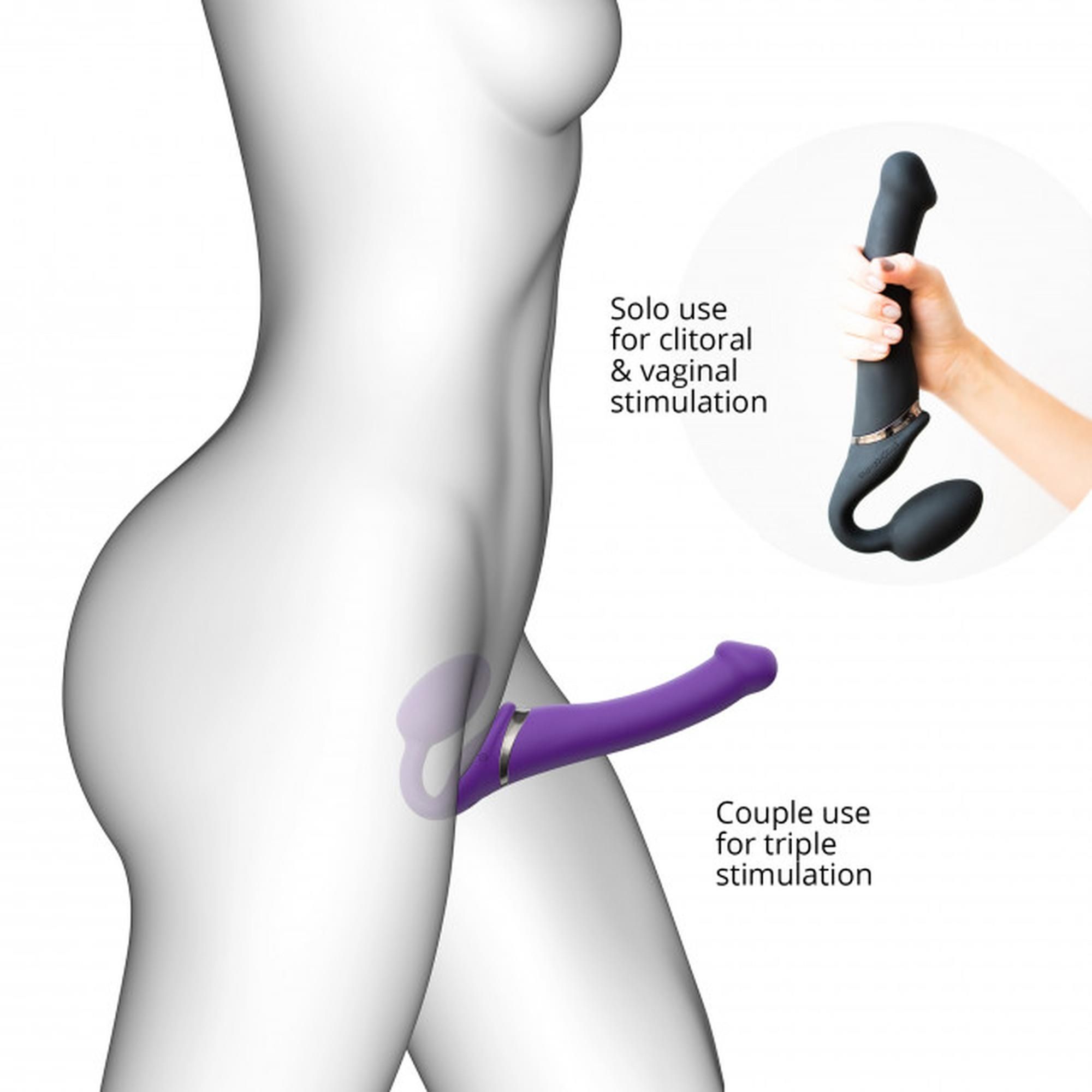 Страпон Strap-On-Me Vibrating L, 19 см (фіолетовий)