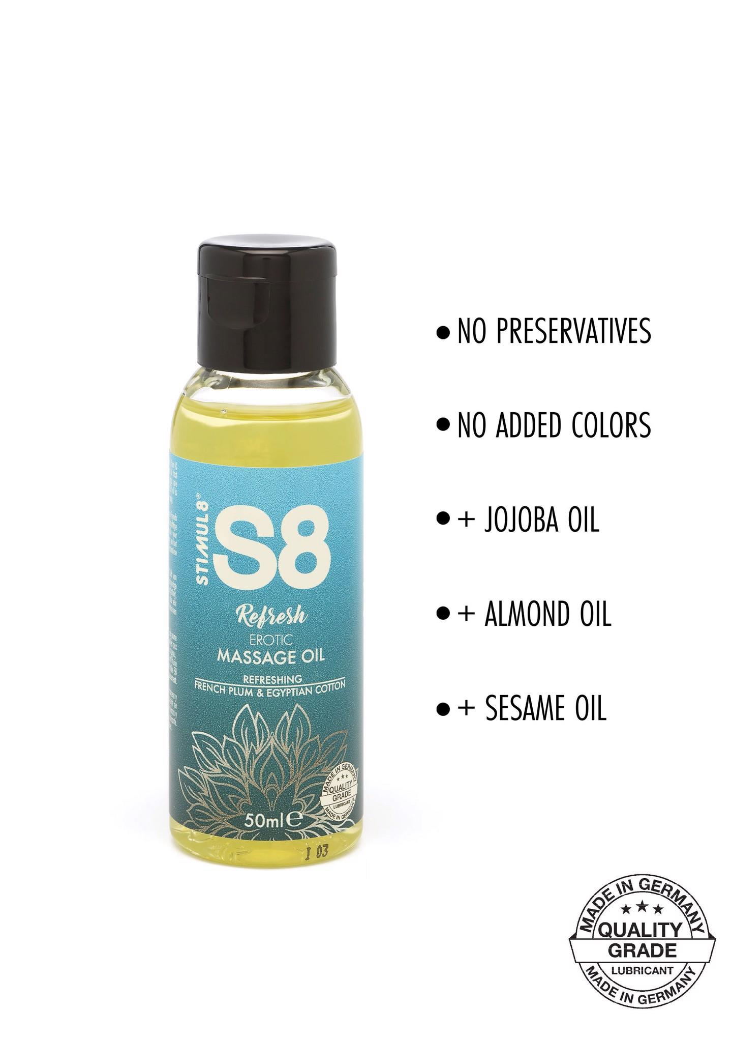 Массажное масло S8 Massage Oil French Plum & Egyptian Cotton, 50 мл