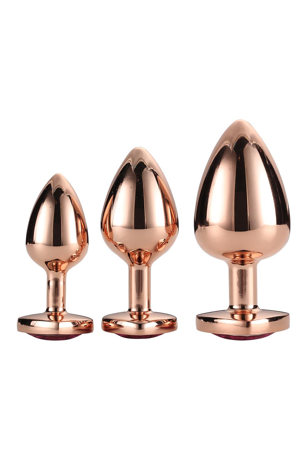 Korek analny Gleaming Love Gold Plug Set, 3 szt (różowy)