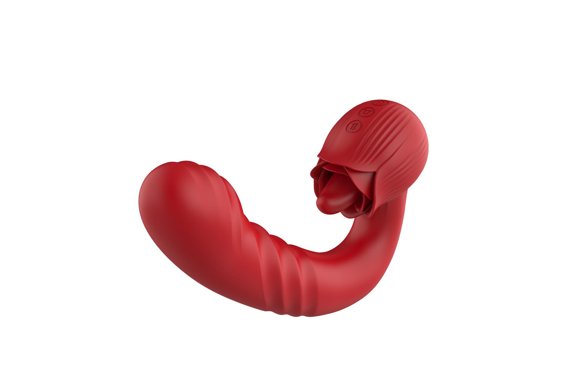 Вибратор B-Series Cute Rose Thrusting, 16 см (красный)