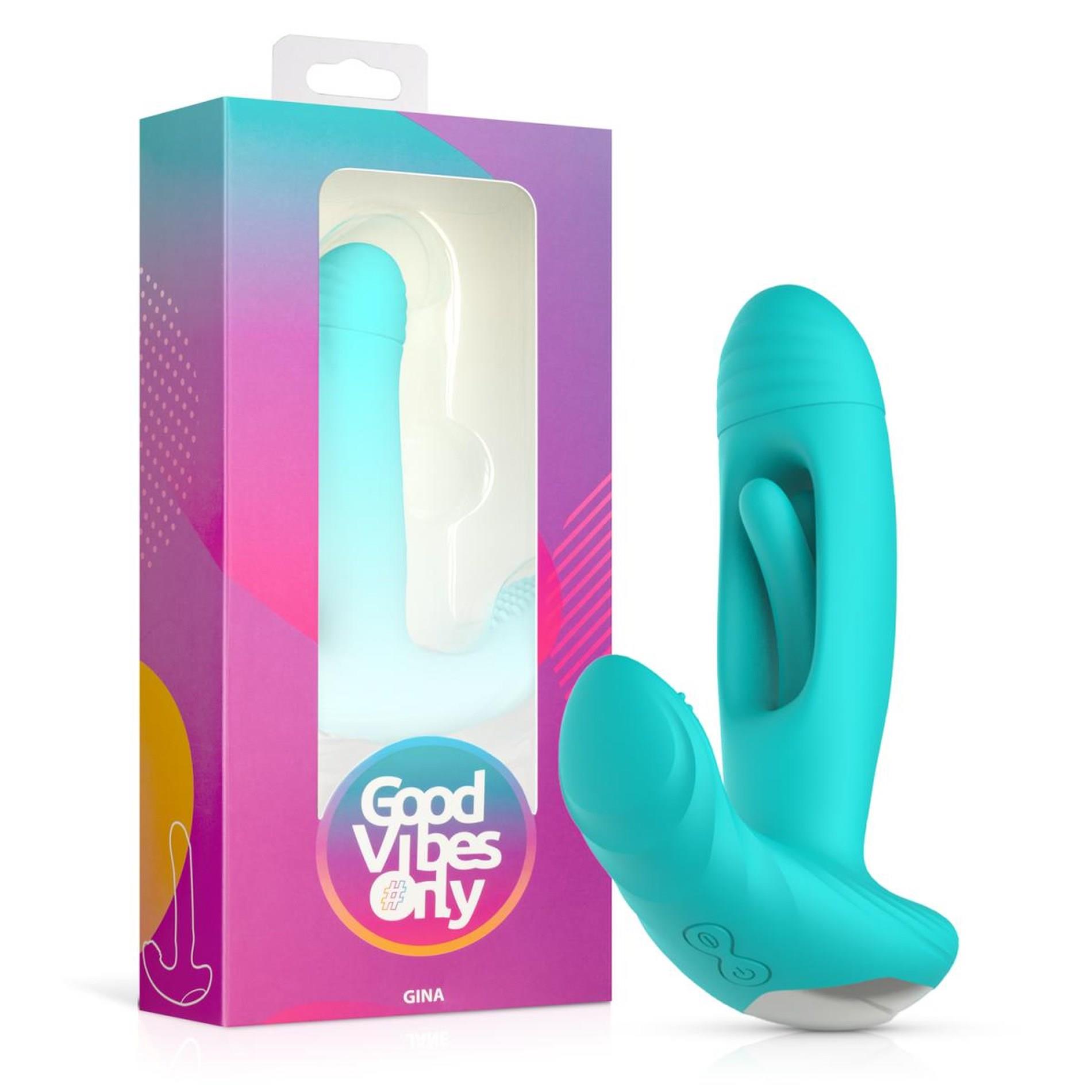 Вибратор Good Vibes Only Gina Flapping, 16.4 см (бирюзовый)