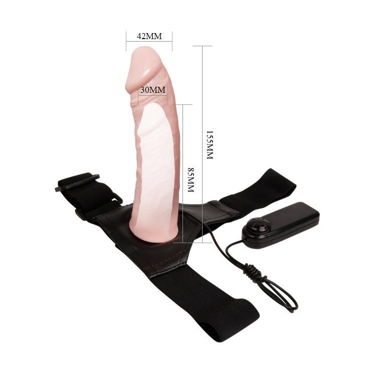 Фалопротез з вібрацією Baile Ultra Passion Harness, 15,5 см (тілесний)