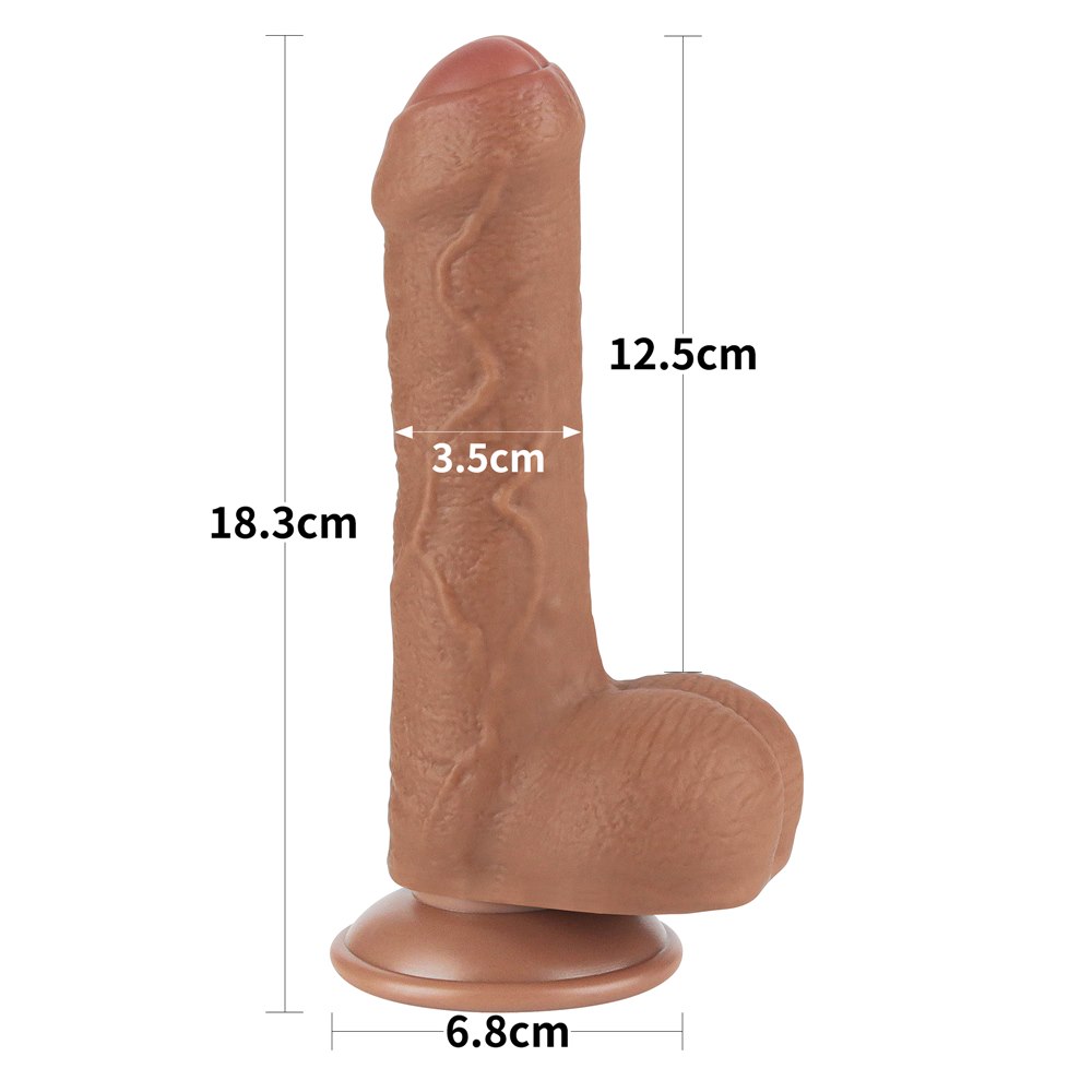 Фаллоимитатор LoveToy Sliding-Skin Dual Layer Dong 7", 18.3 см (коричневый)