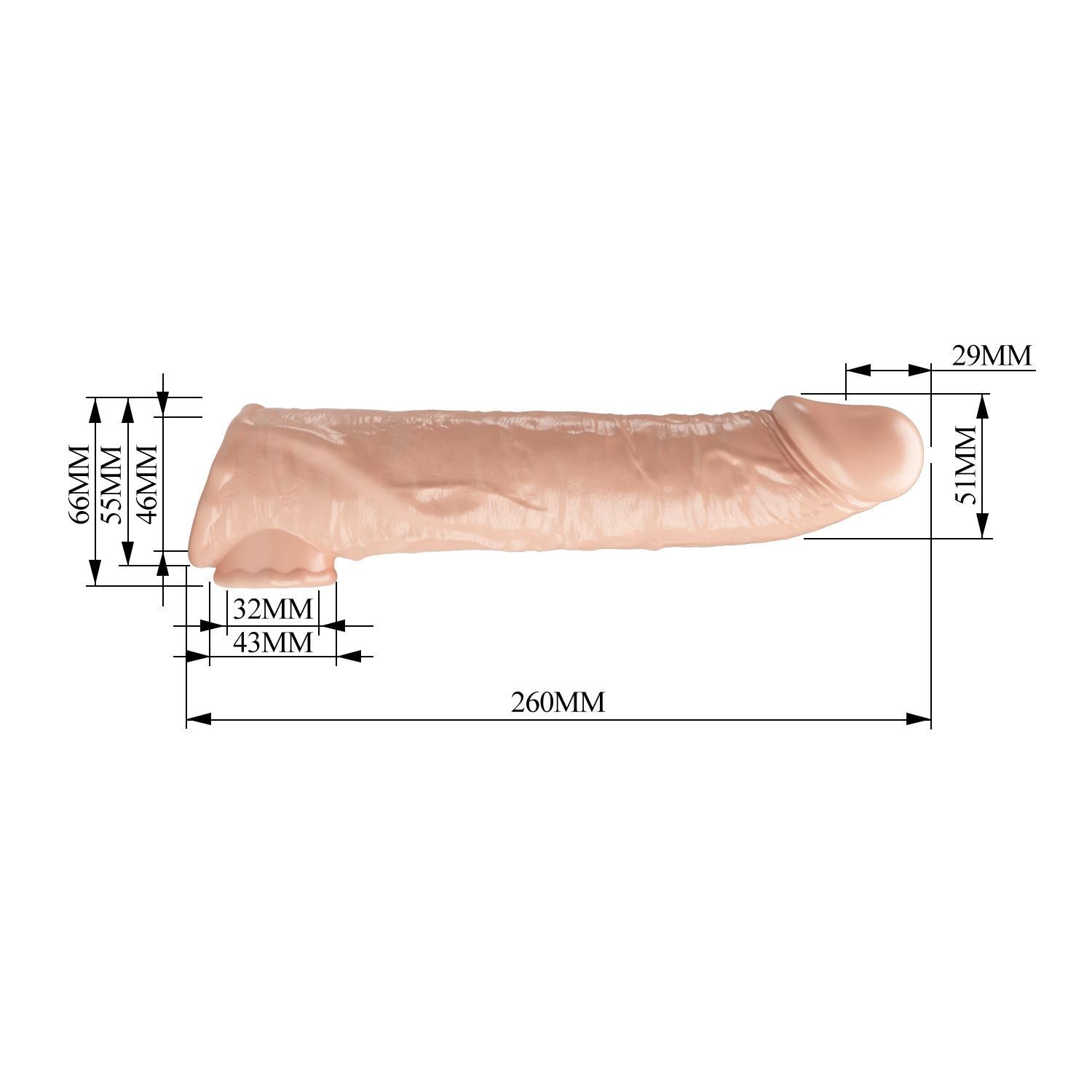 Насадка на пенис Pretty Love Extension Penis Sleeve, 26 см (телесный)