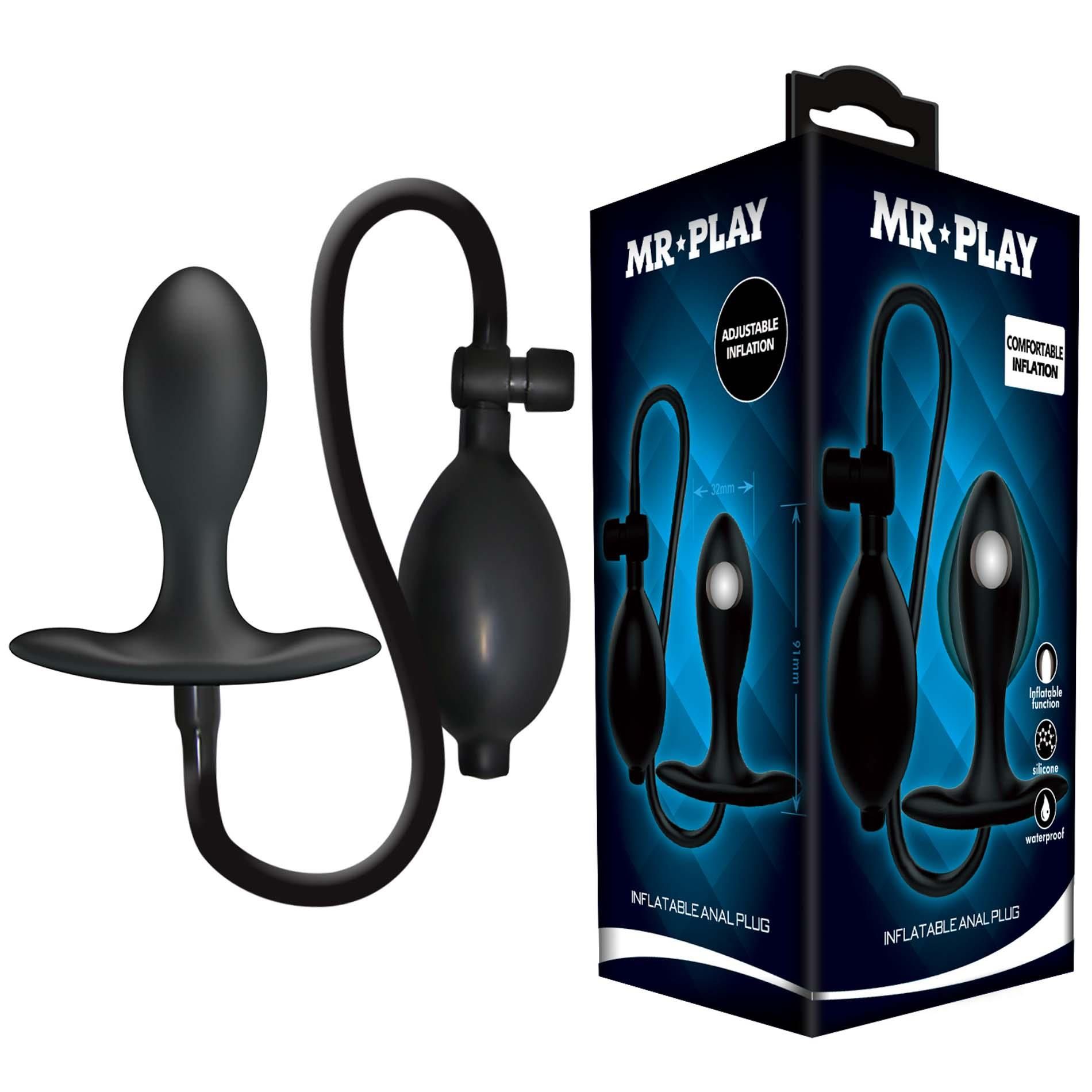 Korek analny Mr. Play Inflatable Plug, 9,1 cm (czarny)