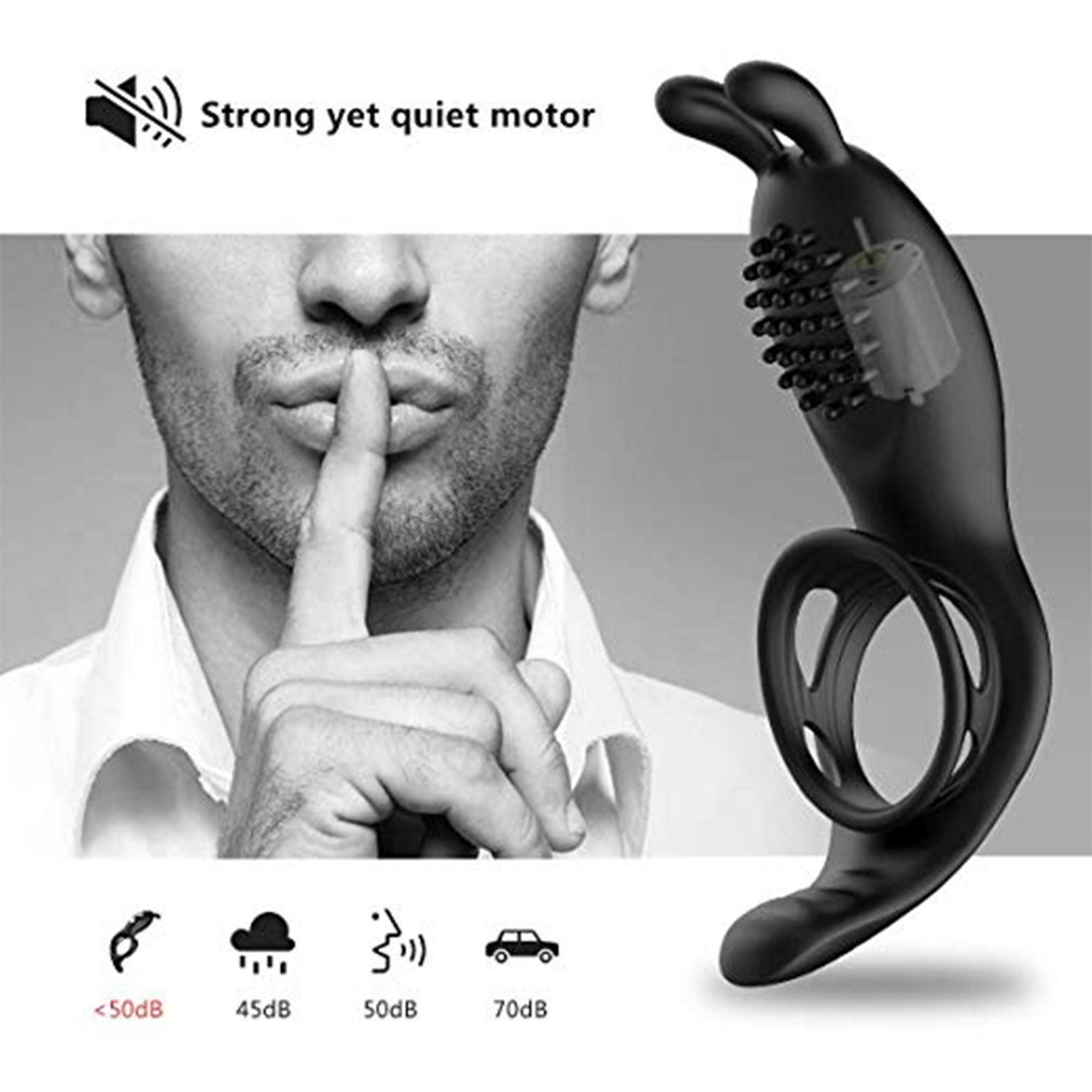 Эрекционное кольцо B - Series Cute Rabbit Vibration, 11.7 см (черный)