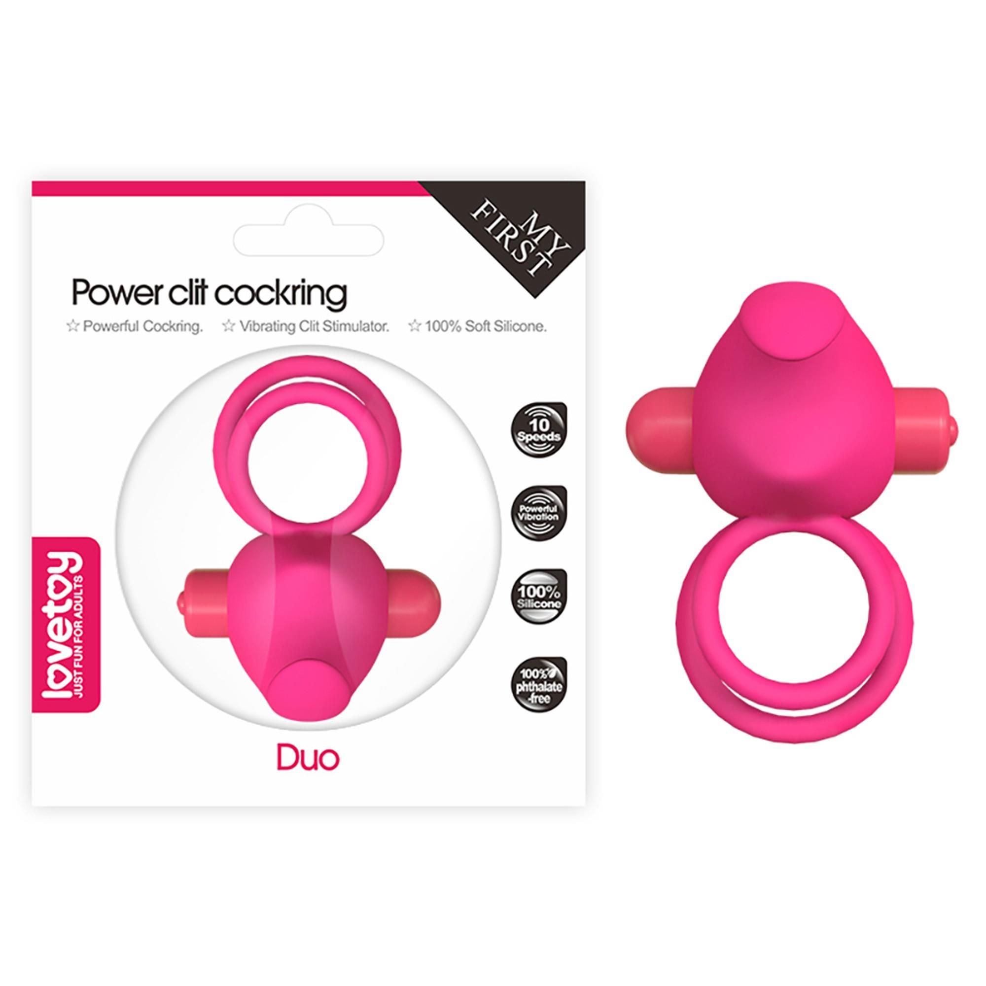 Эрекционное кольцо Lovetoy Power Clit Duo, 7.5 см (розовый)