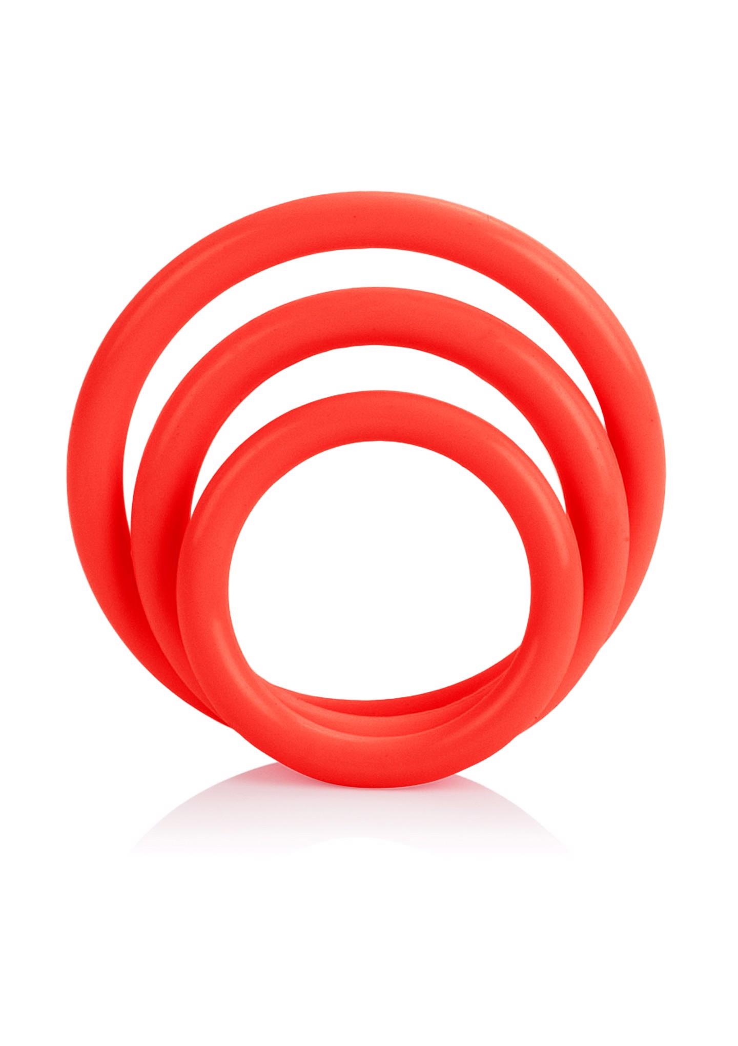 Эрекционное кольцо Calexotics Tri-Rings, 3 шт (красный)