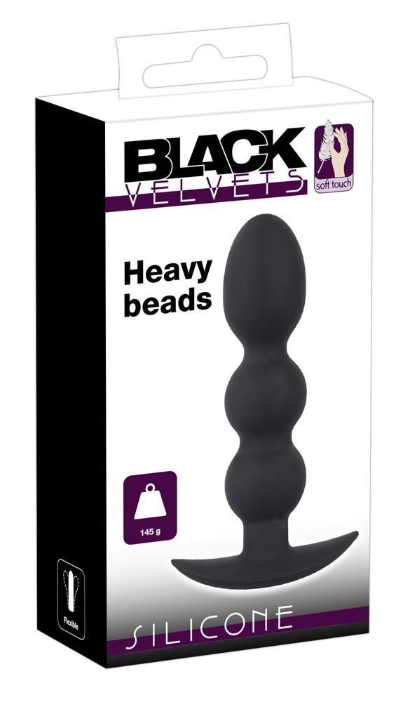 Korek analny Orion Black Velvets Heavy Beads, 13,3 cm (czarny)