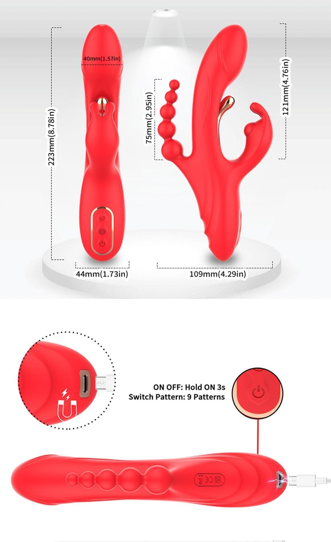 Вибратор-кролик B - Series Joy Four-point, 22.3 см (красный)
