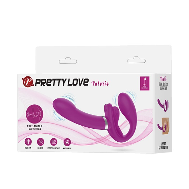Безремневой страпон с вибрацией Pretty Love Valerie, 19,2 см (розовый)