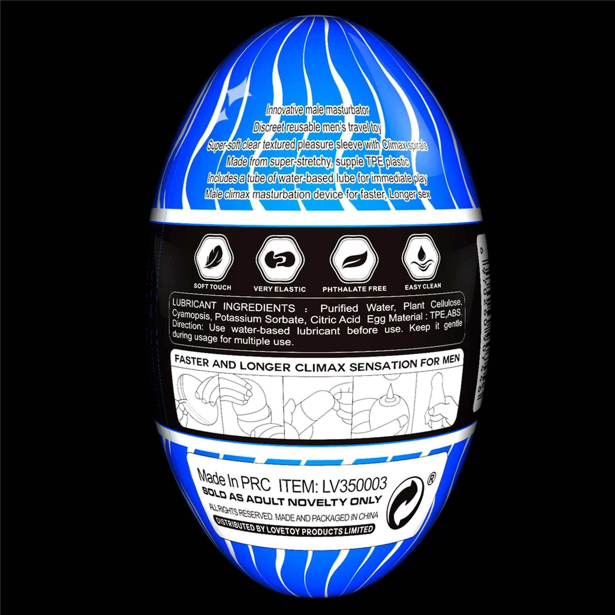 Мастурбатор яйцо LoveToy Giant Egg Grind Spirals Edition (прозрачный)