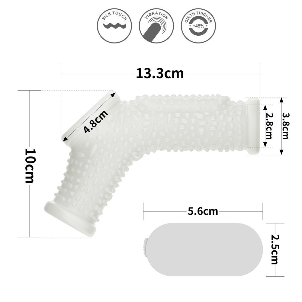 Насадка на пенис LoveToy Vibrating Drip Knights Ring with Scrotum Sleeve, 13 см (белый)