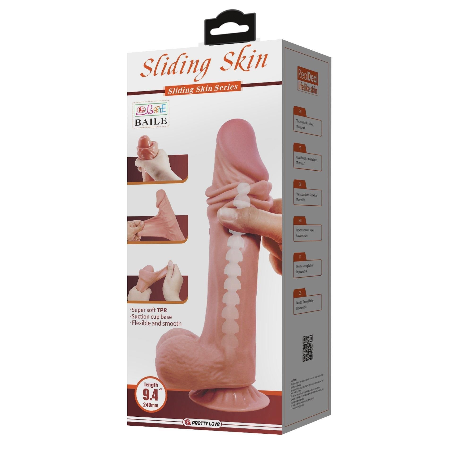 Фаллоимитатор Baile Sliding Skin Bendable 9,4'', 24 см (коричневый)