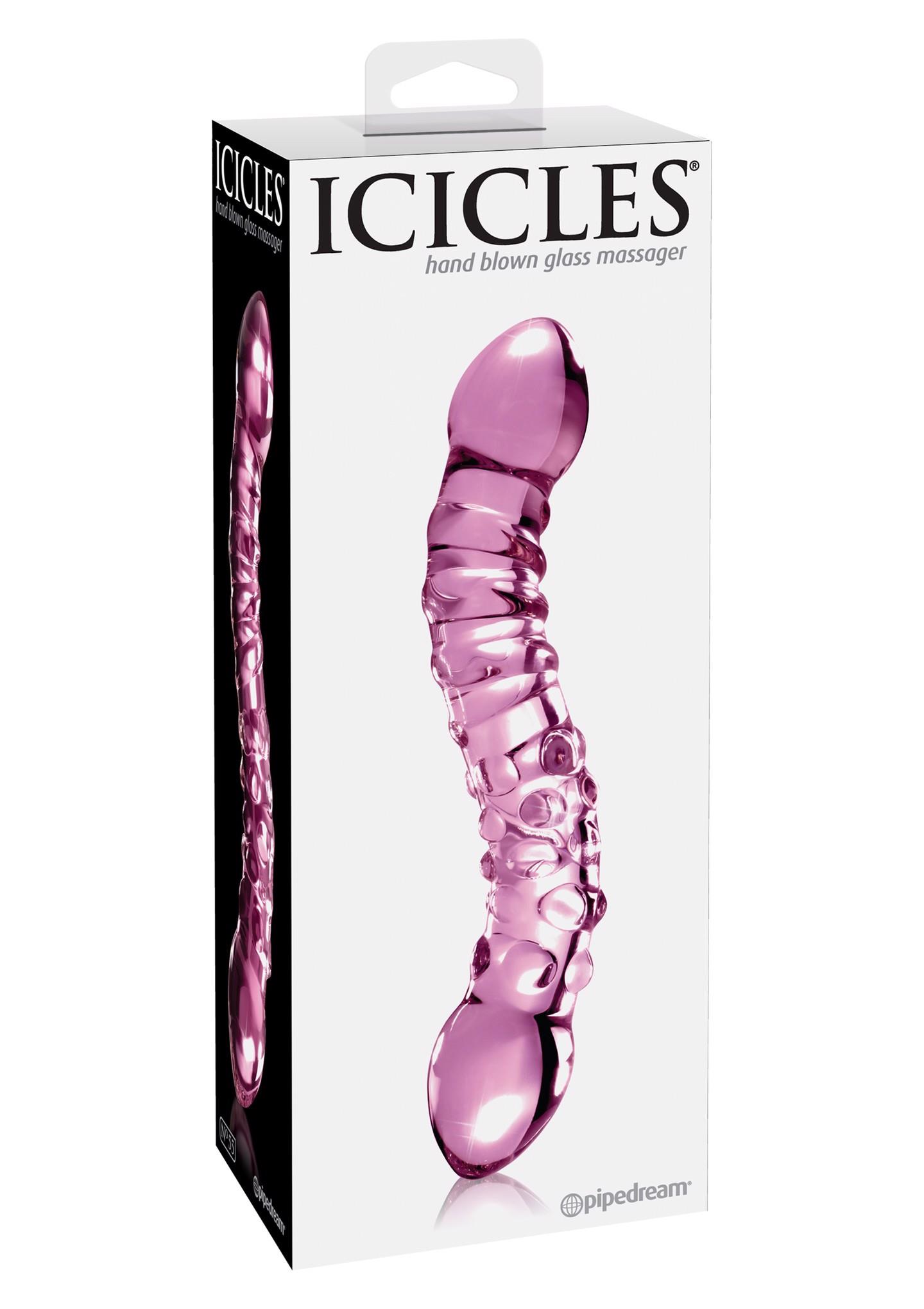Двухсторонний фаллоимитатор Icicles Model 55, 19.5 см (розовый)