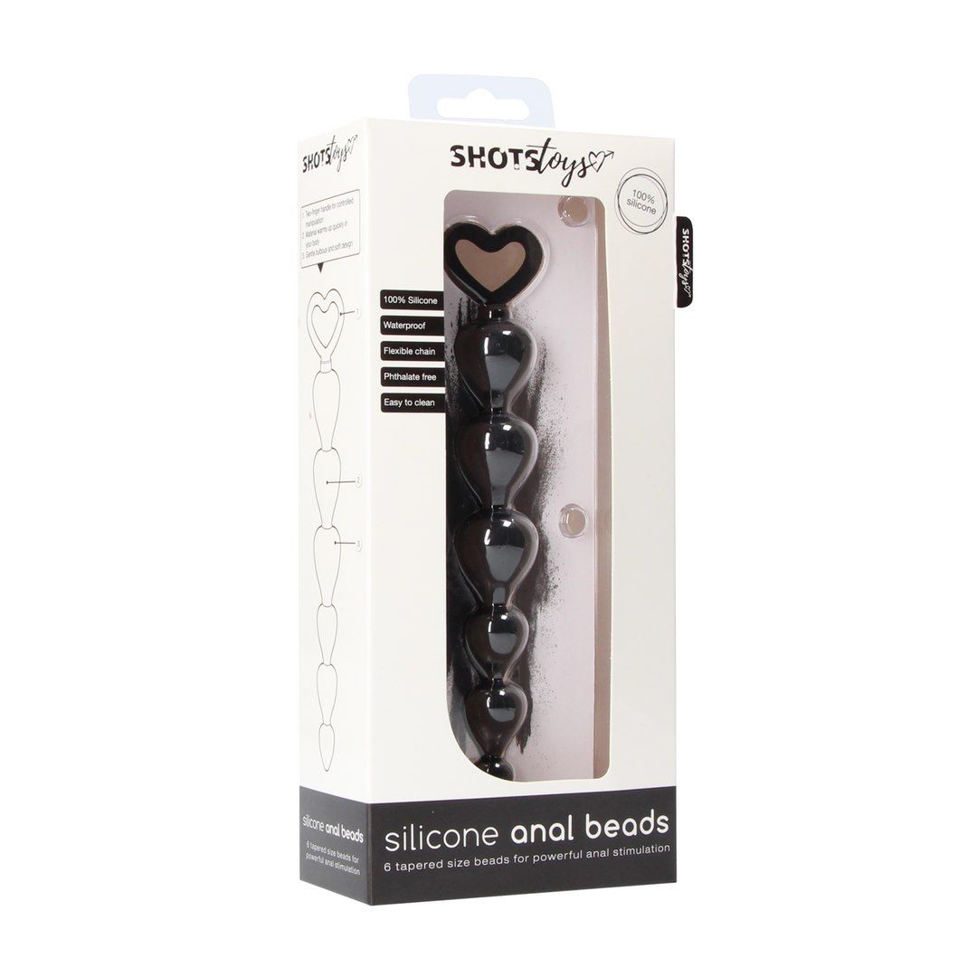 Анальні намистини ShotsToys Silicone Anal Beads, 17.5 см (чорний)
