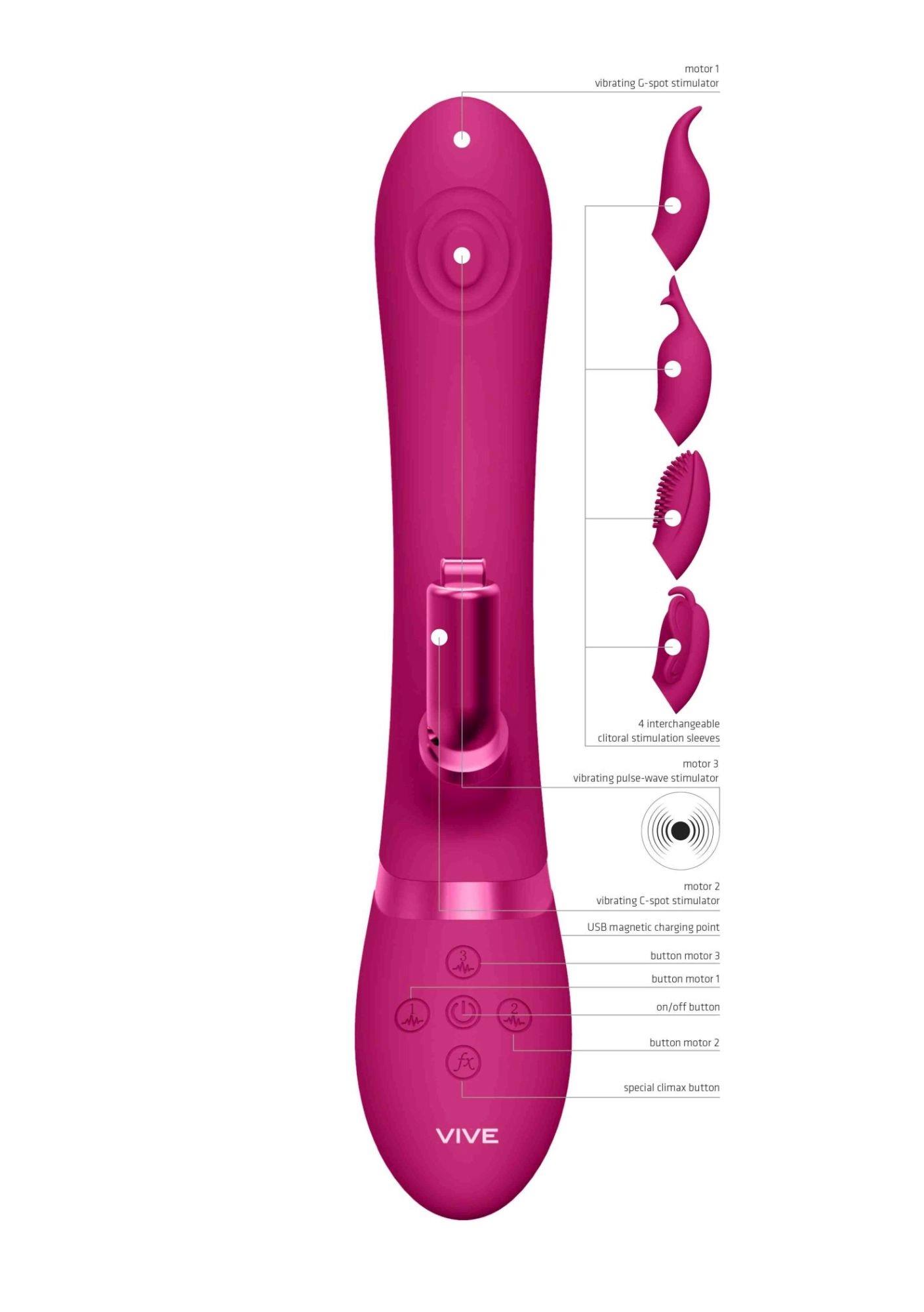 Vive Etsu - Wibrator królik, Różowy, 22.3 cm