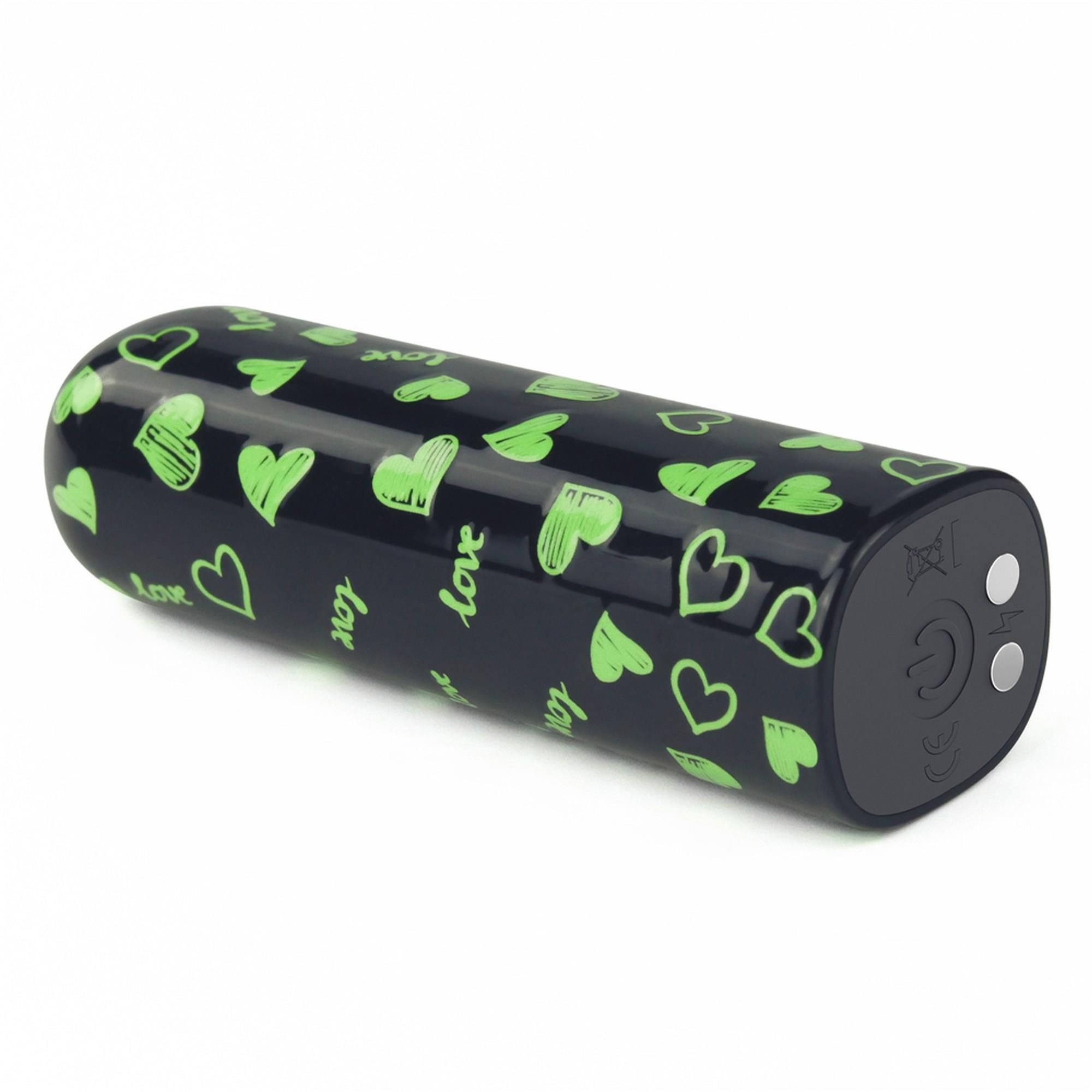 Вібратор для клітора LoveToy Heart Massager Glow In The Dark, 8,5 см (чорний)