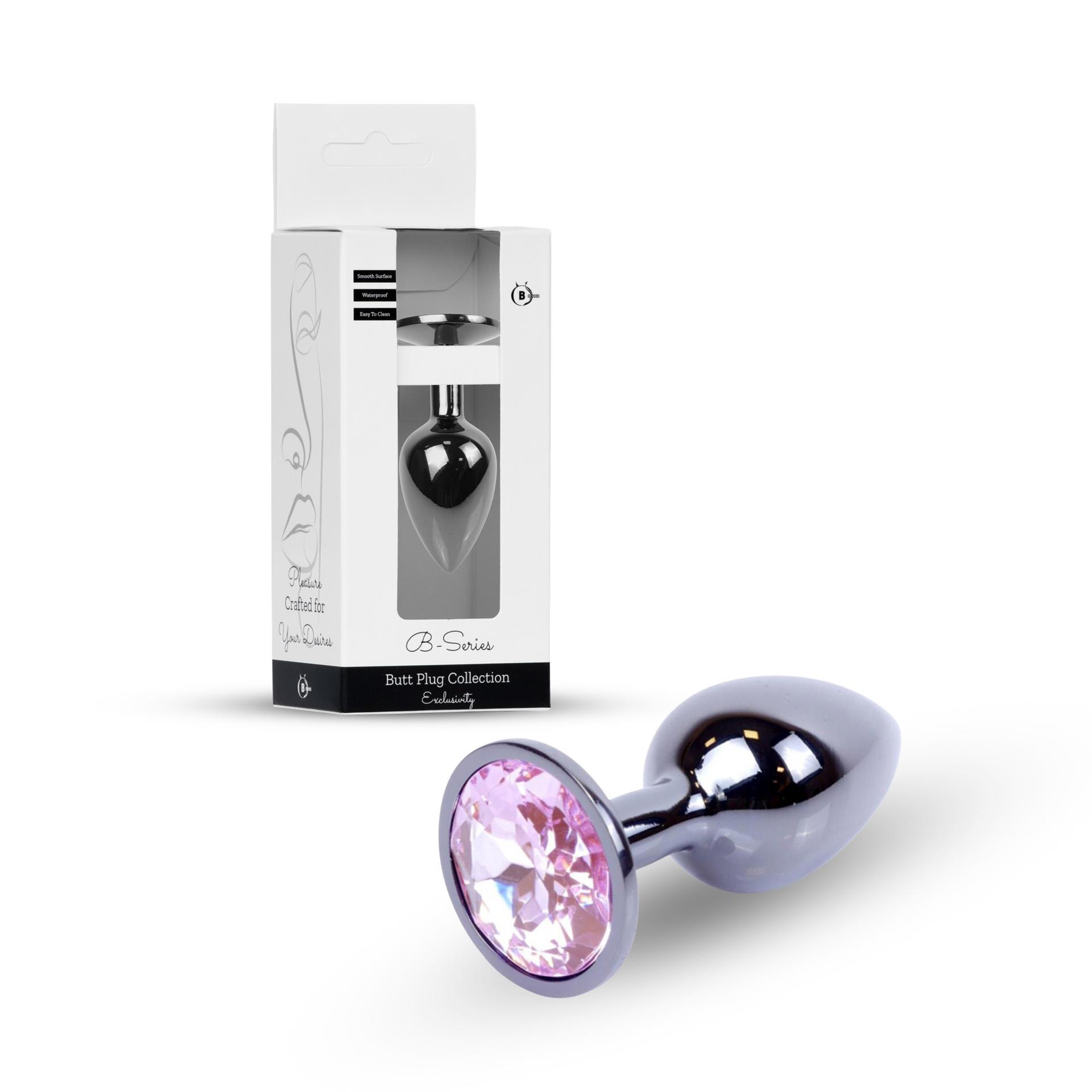 Анальна пробка з кристалом B - Series HeavyFun Plug-Jewellery, 7 см (світло-рожевий)