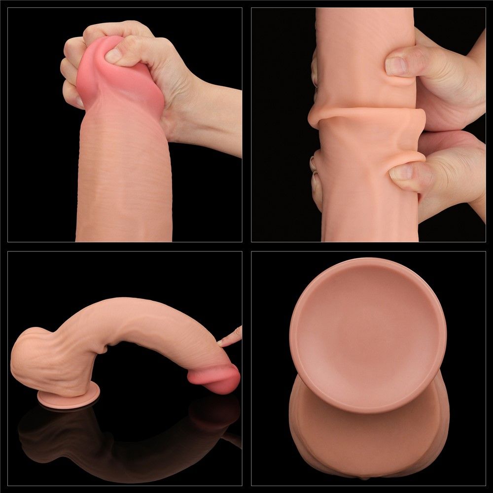 Фаллоимитатор LoveToy Sliding-Skin Dual Layer Dong King Sized, 36 см (телесный)
