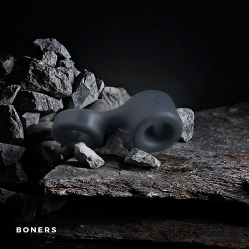Эрекционное кольцо Boners Cock Ring & Ball Stretcher, 9.2 см (серый)