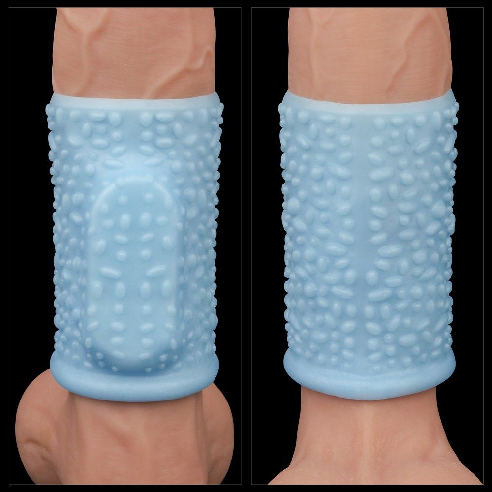 Насадка на пенис Knights Ring Vibrating Drip, 10 см (голубой)
