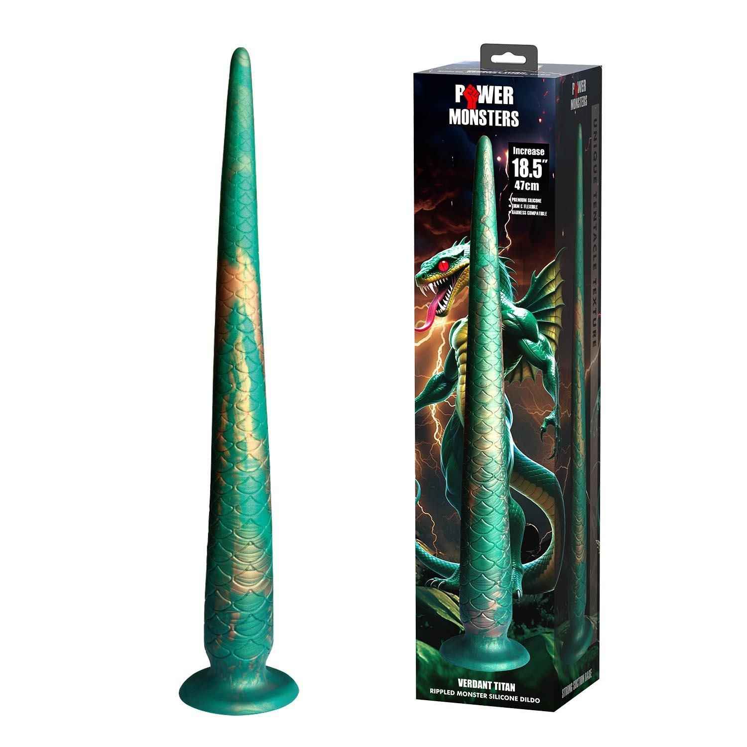 Dildo Power Monsters Verdant Titan, 47 cm (zielony)