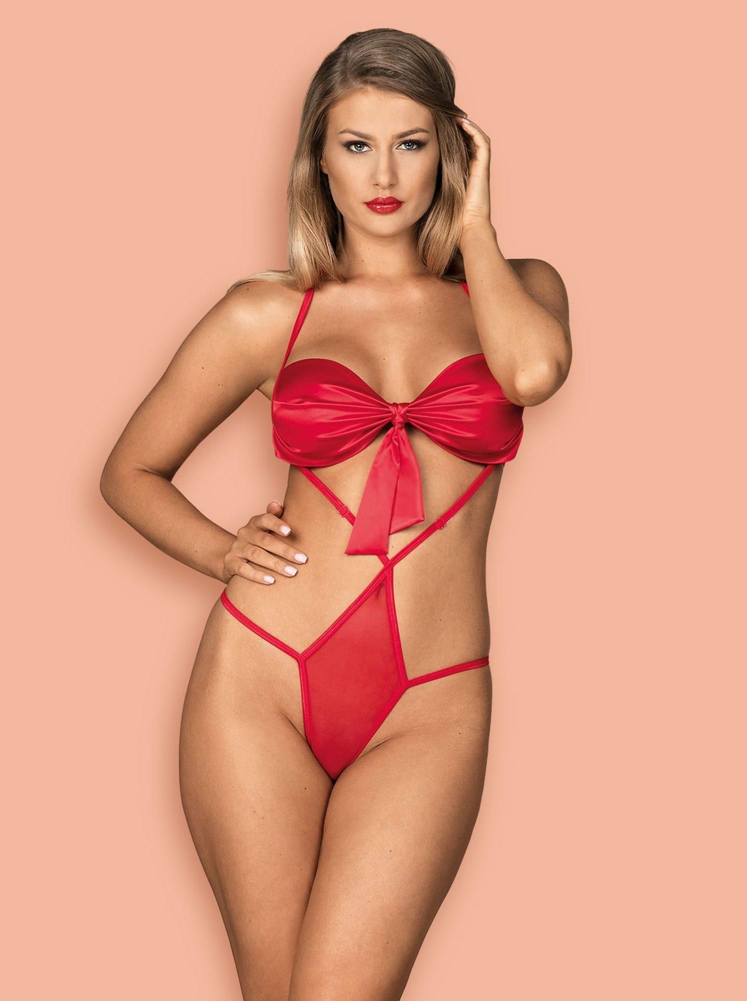 Боди Obsessive Giftella, L/XL (красный)