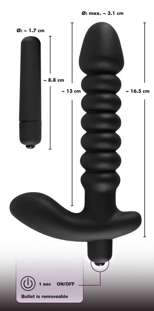 Korek analny z wibracją Black Velvets, 17 cm (czarny)