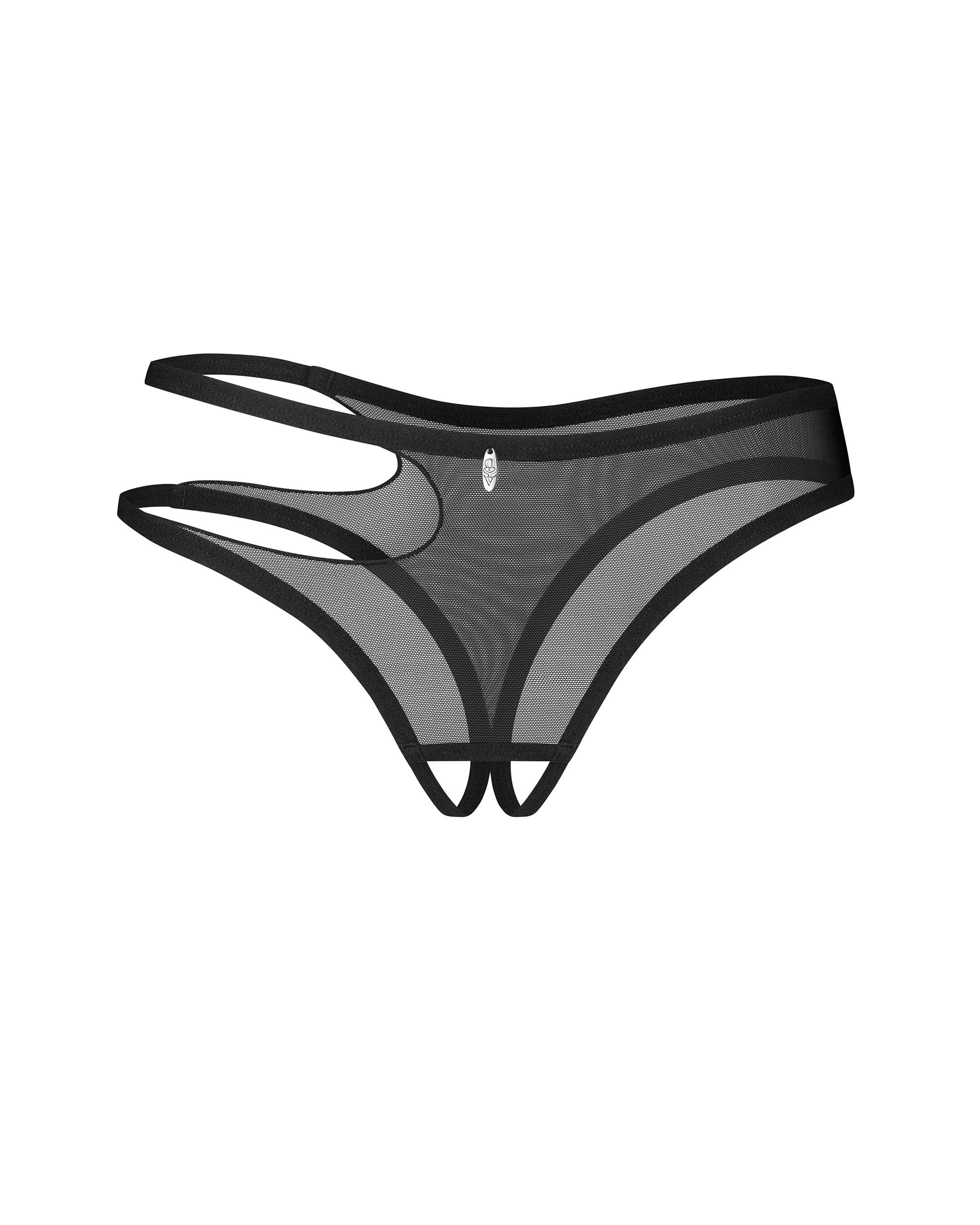 Стринги Obsessive Saturis otwarte, S/M (черный)