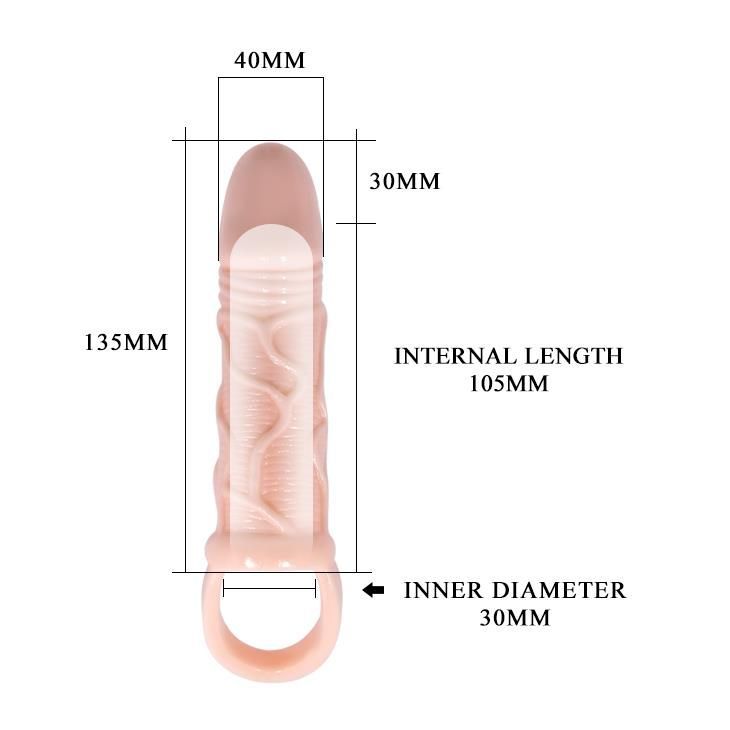 Насадка на пенис Baile Men Extension, 13,5 см (телесный)