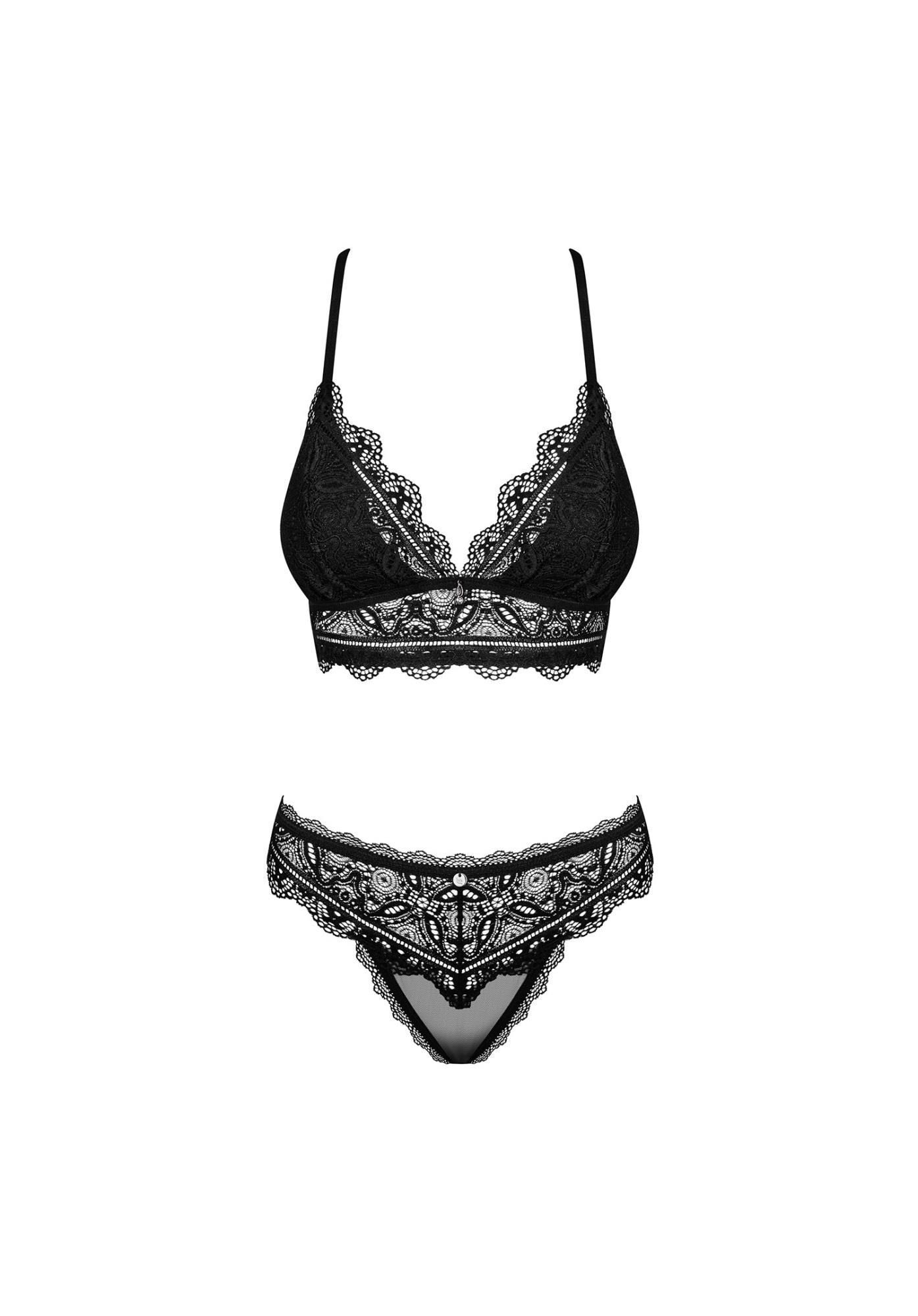 Комплект белья Obsessive Renelia, S/M (черный)